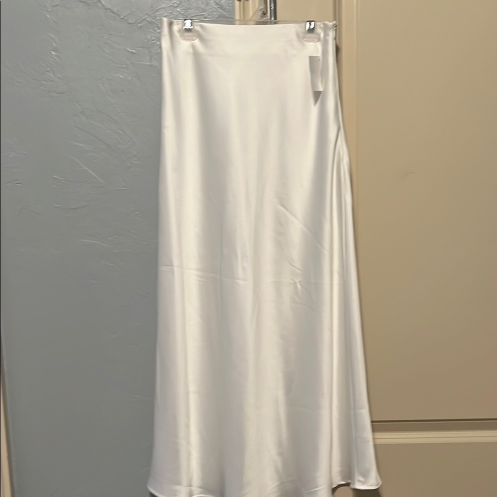 White Maxi Slip Skirt with Slit